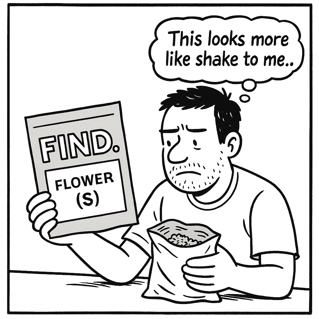 Parody of a Find. label reading Smoke & Stickers