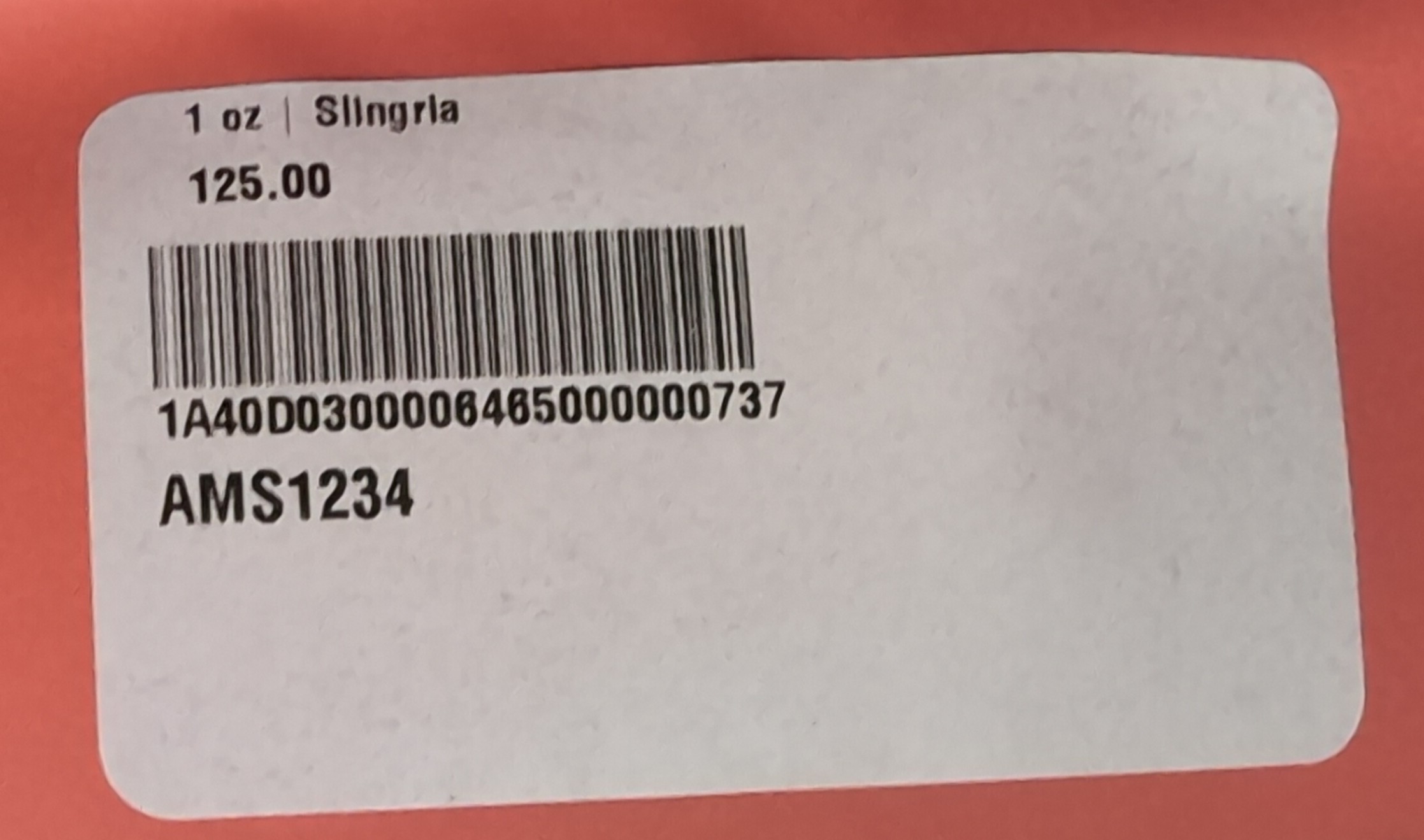 SKU sticker showing METRC package ID used as store SKU